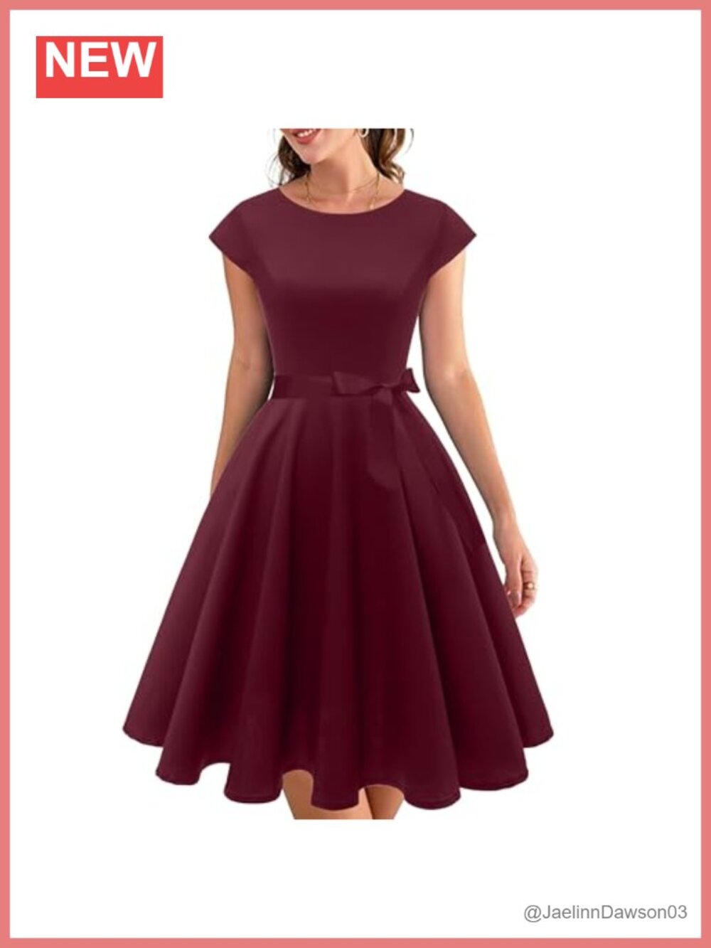 Vintage 1950s Cocktail Party Dress Cap Sleeve Boat Neck Swing